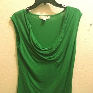 MICHAEL KORS WRAP-FRONT TOP GREEN MOSS XS SLEEVELE